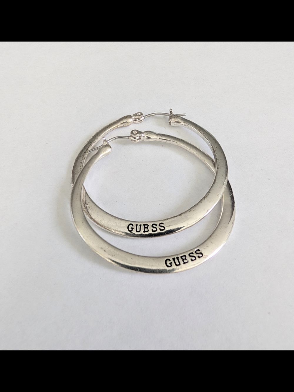 GUESS Silver Logo Hoop Earrings